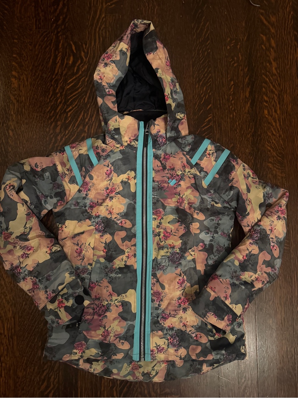 Obermeyer Teen Black Jacket with Teal Logo Patch